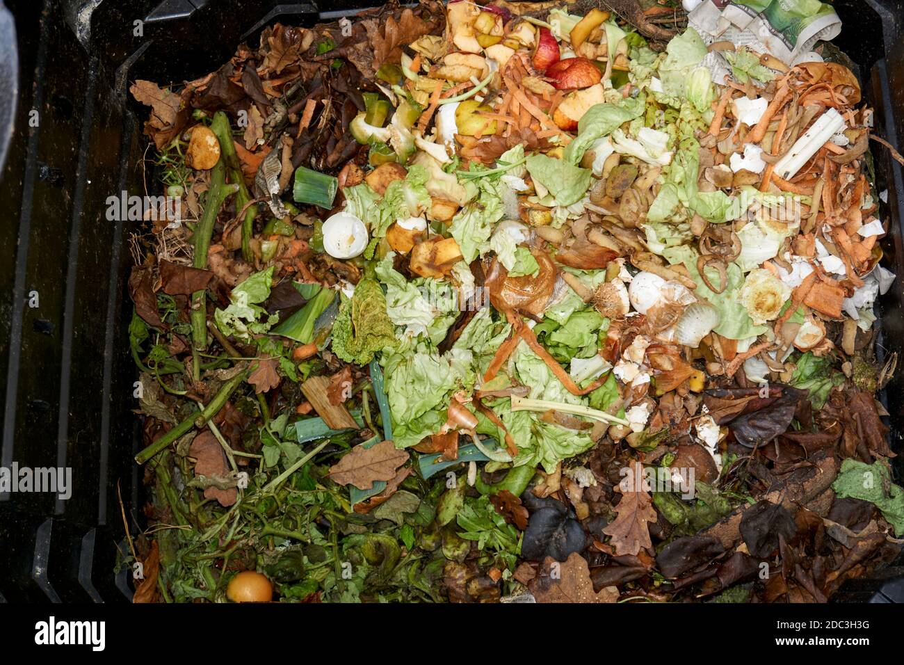 Compost Bin with Food Scraps and Grass Cuttings Stock Photo Alamy