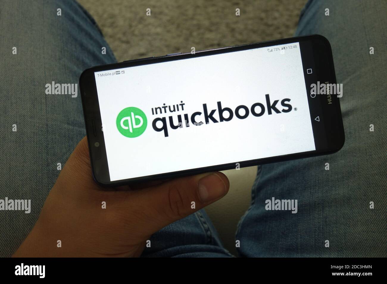 KONSKIE, POLAND - June 29, 2019: Intuit Quickbooks logo displayed on mobile phone Stock Photo