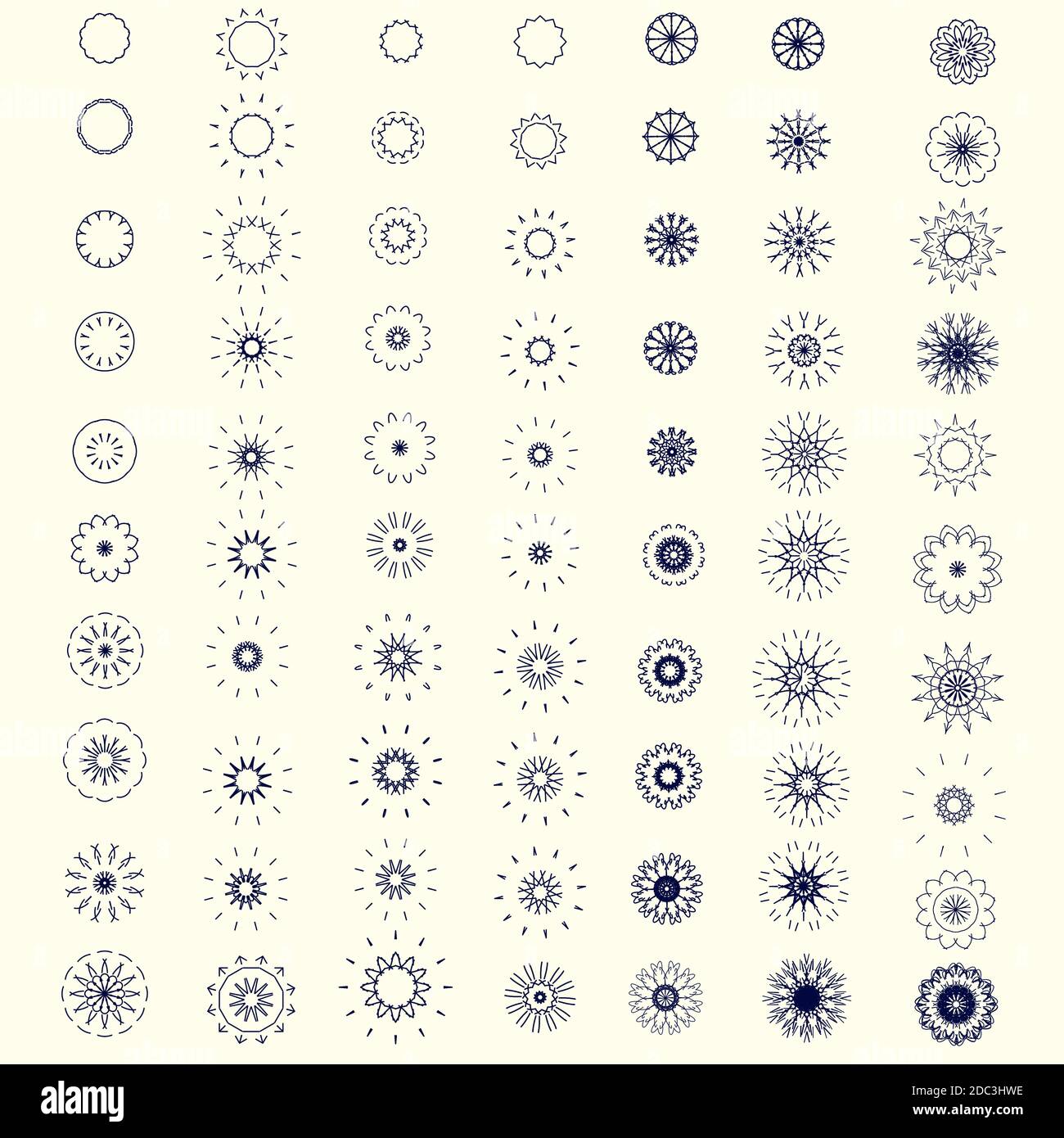Set of round geometric ornaments. isolated on white Stock Vector Image ...