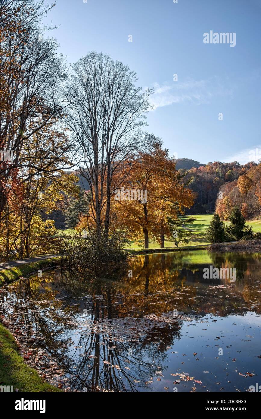 North Carolina landscape in the season of Autumn colors Stock Photo