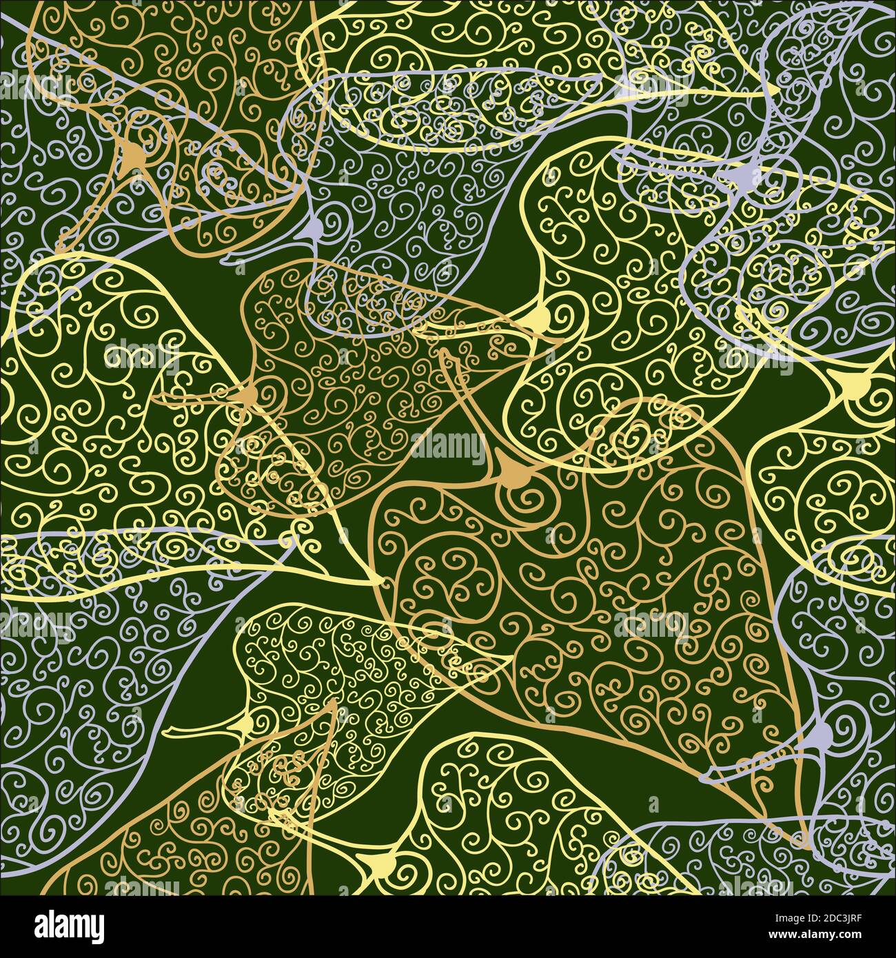 ornamental floral seamless pattern on green Stock Vector