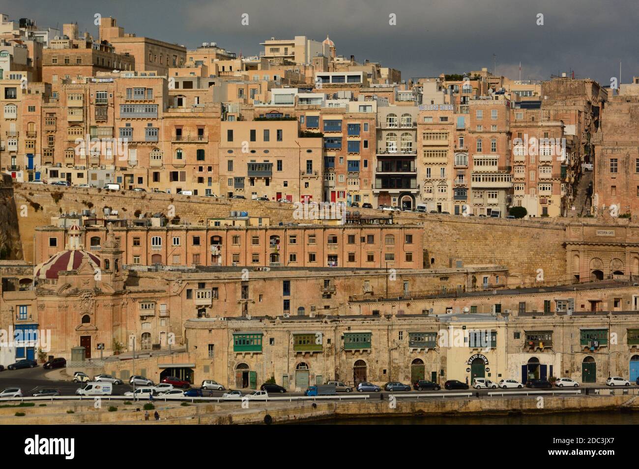 Detail of Valletta downtown. View from the Grand Harbour. Malta Stock Photo