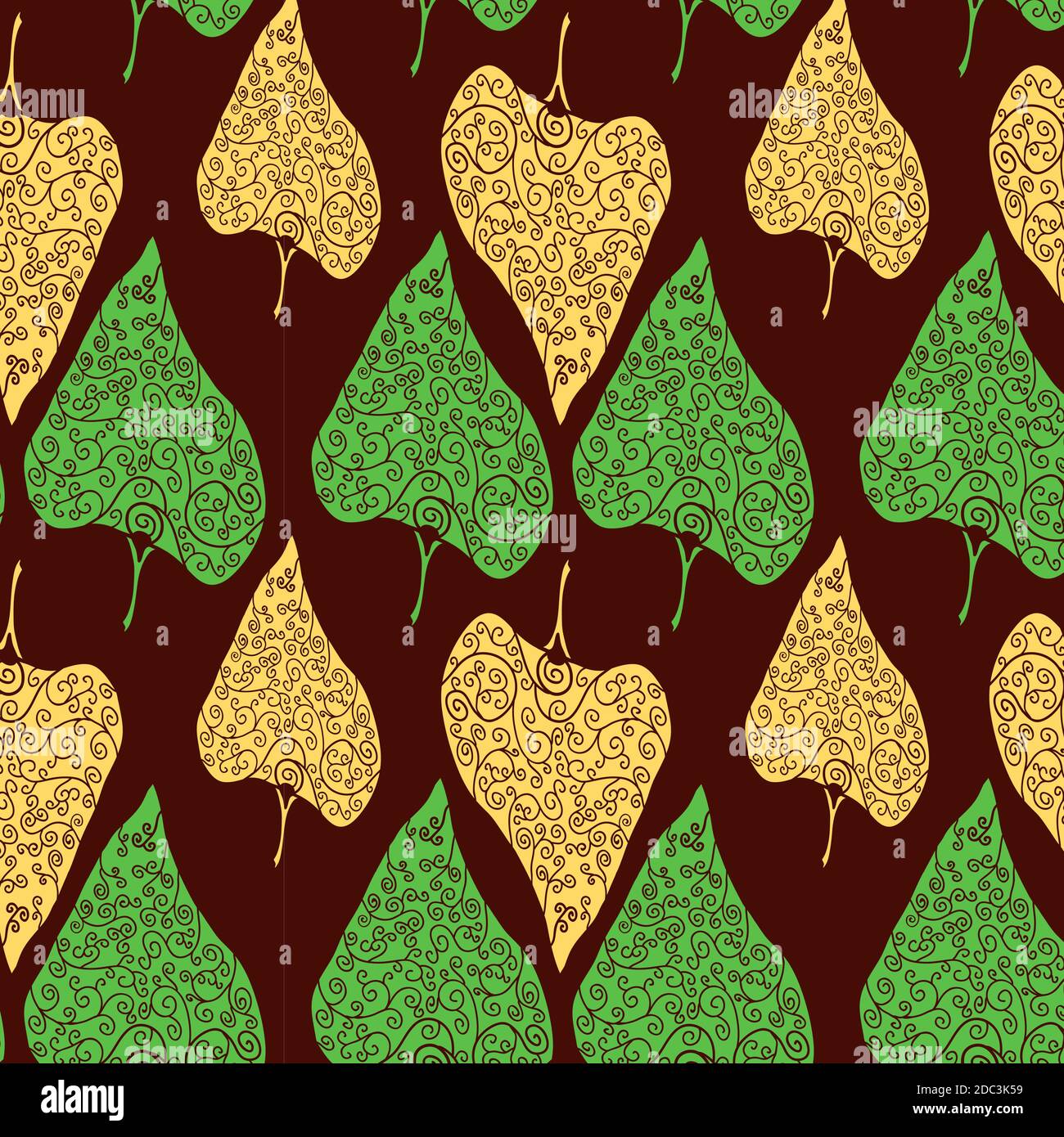 ornamental floral seamless pattern on brown Stock Vector
