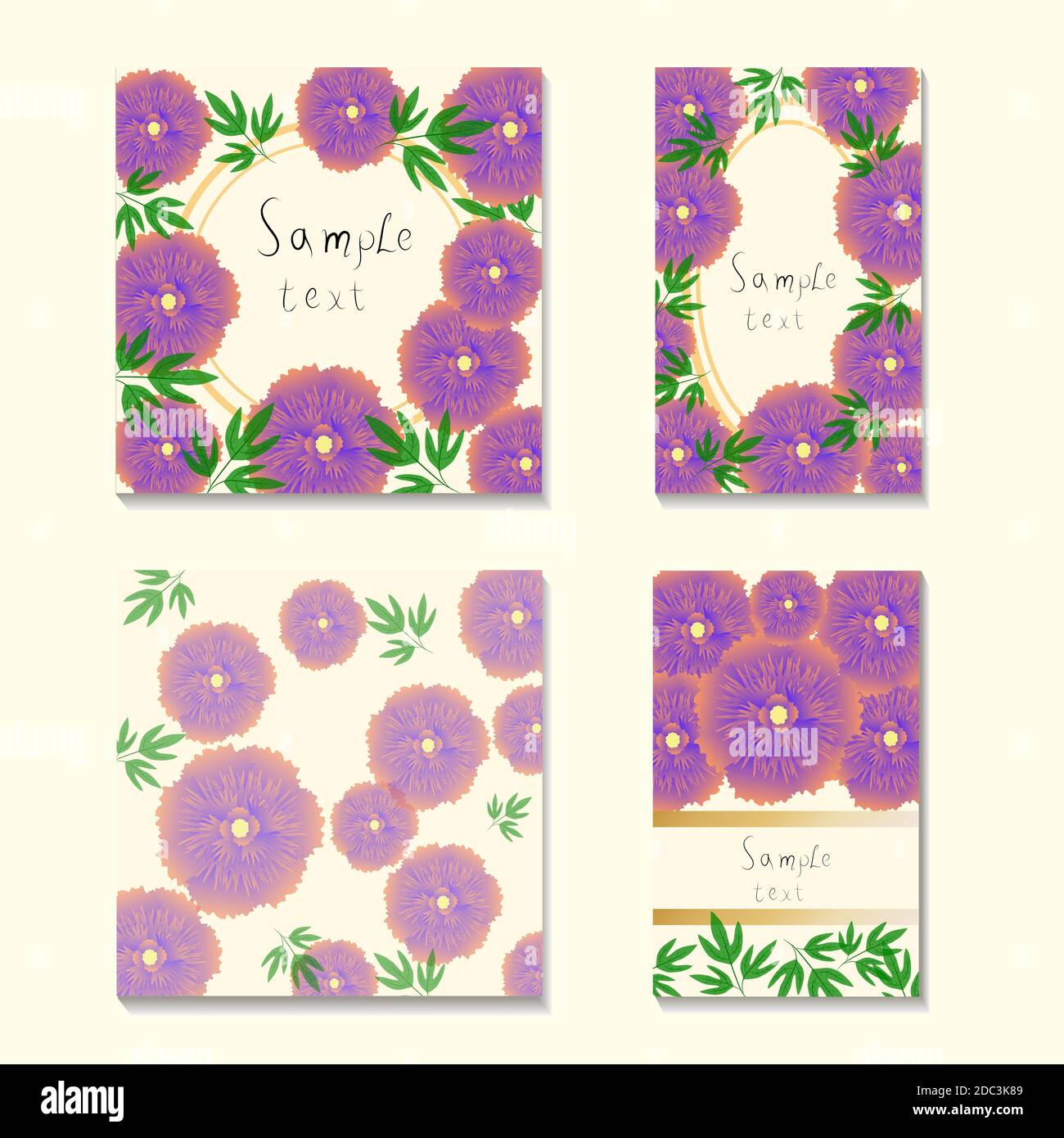 square and rectangular cards with the image of multi-colored stylized ...