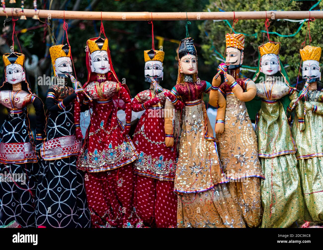 Colorful handmade Rajasthani Puppets (Kathputli) have been displayed on