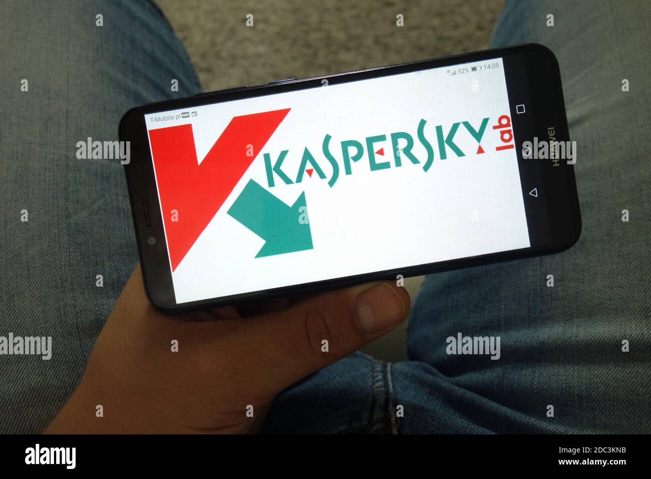 KONSKIE, POLAND - June 29, 2019: Kaspersky Lab anti-virus provider logo displayed on mobile phone Stock Photo