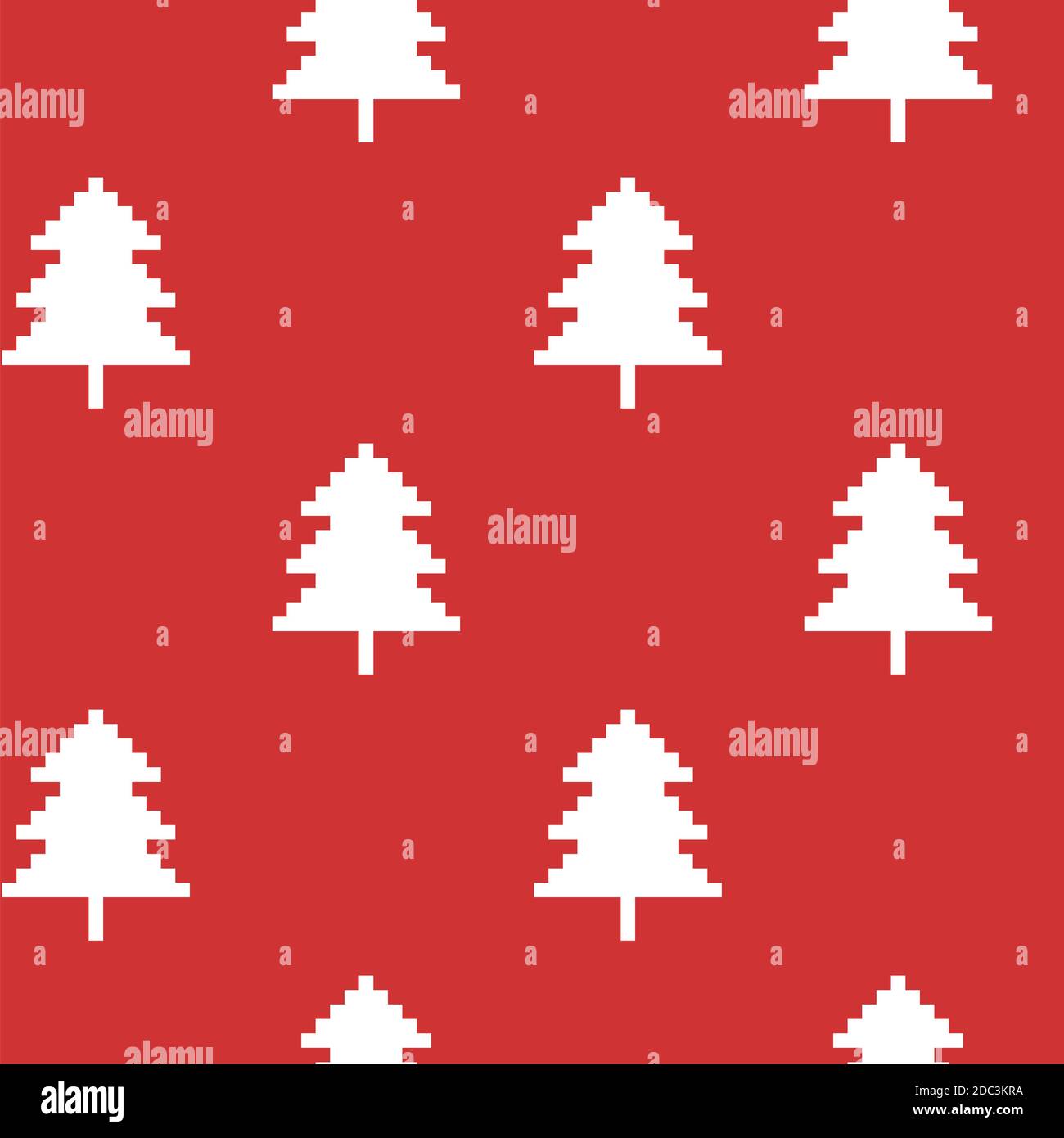 Vector pixel seamless pattern. Christmas tree knitted background Stock Vector