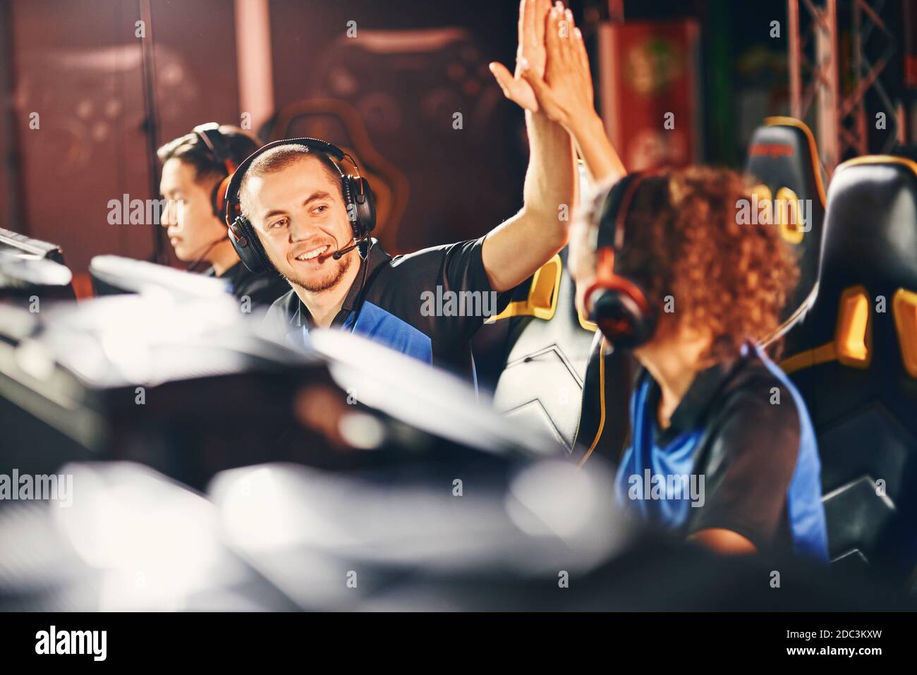 Happy Person Live Streaming Video Games Tournament Online Multiple Players  Stock Photo by ©DragosCondreaW 586957474