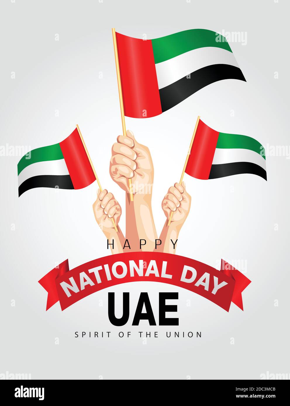 UAE national day 2nd December with hand holding flags. vector illustration Stock Vector
