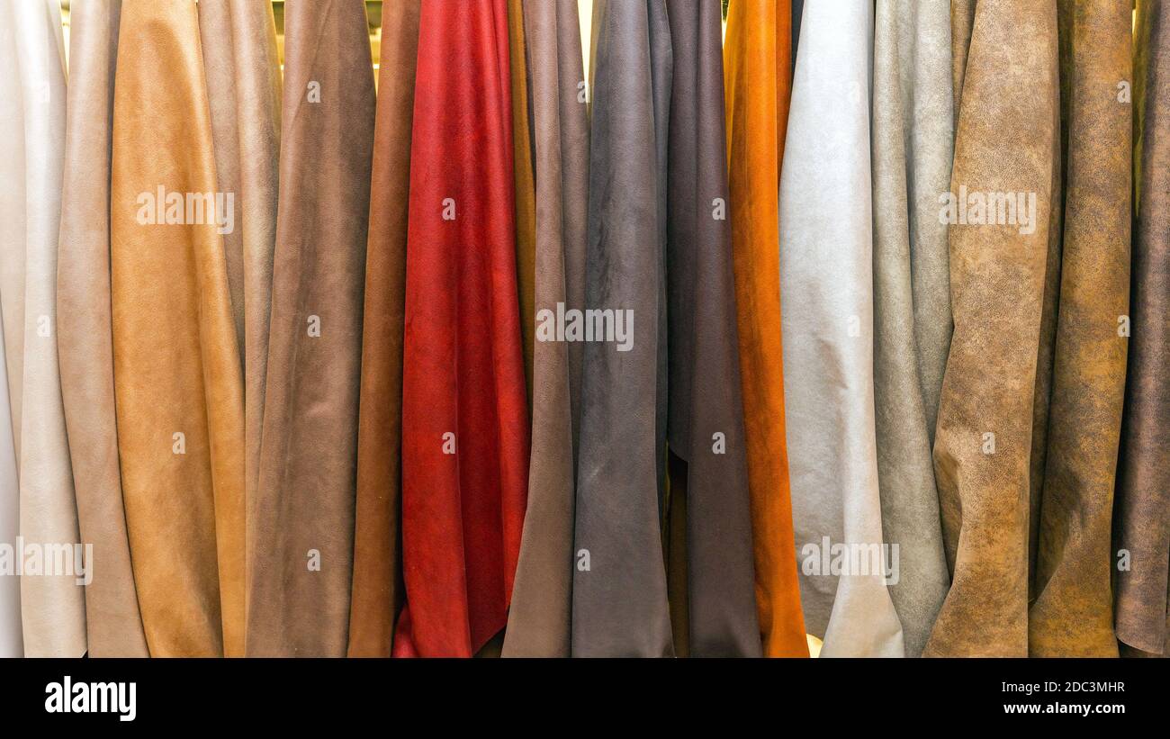 Colourful Leather Hide Material Samples For Industry Stock Photo Alamy