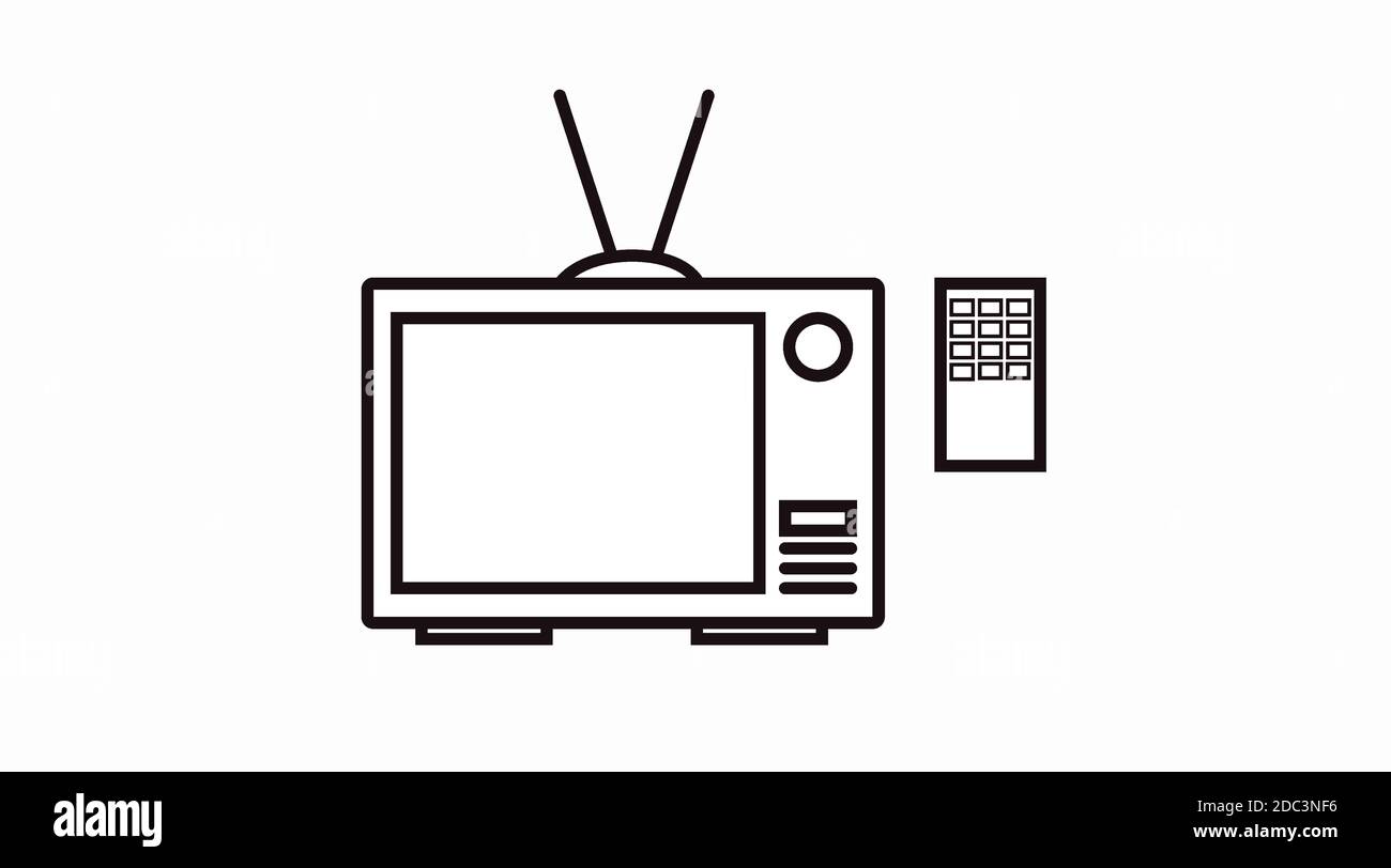 Isolated Black and White TV Icon. Vector Sign Stock Vector
