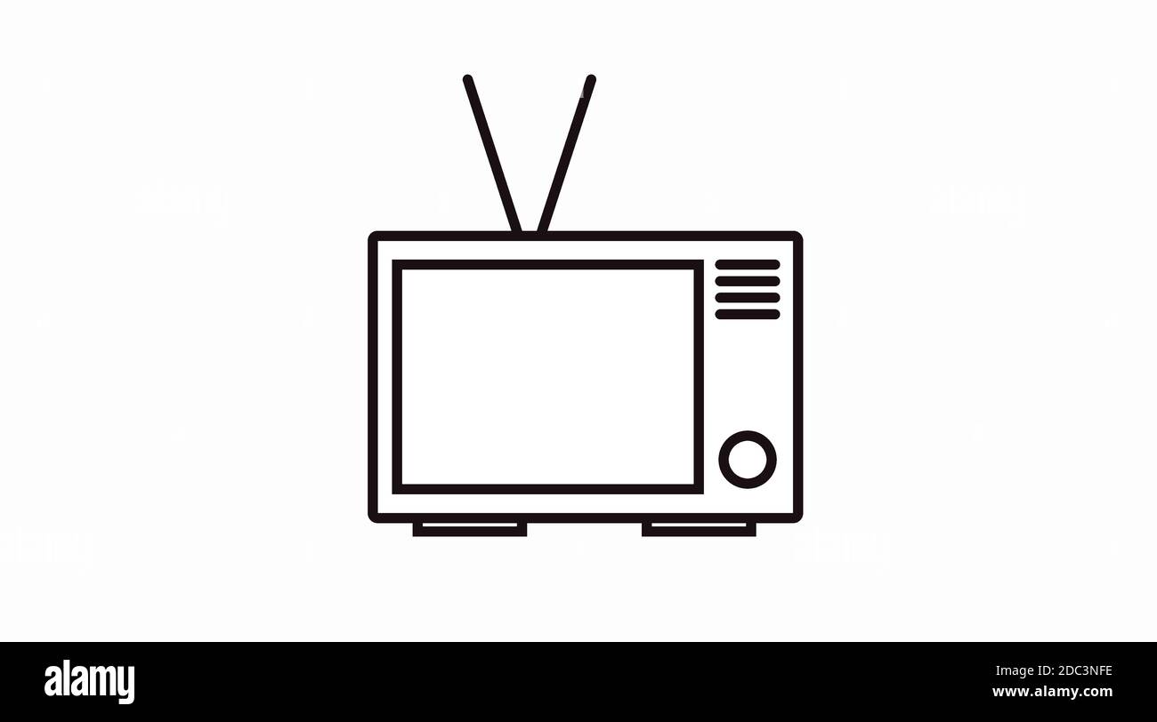 Isolated Black and White TV Icon. Vector Sign Stock Vector Image & Art