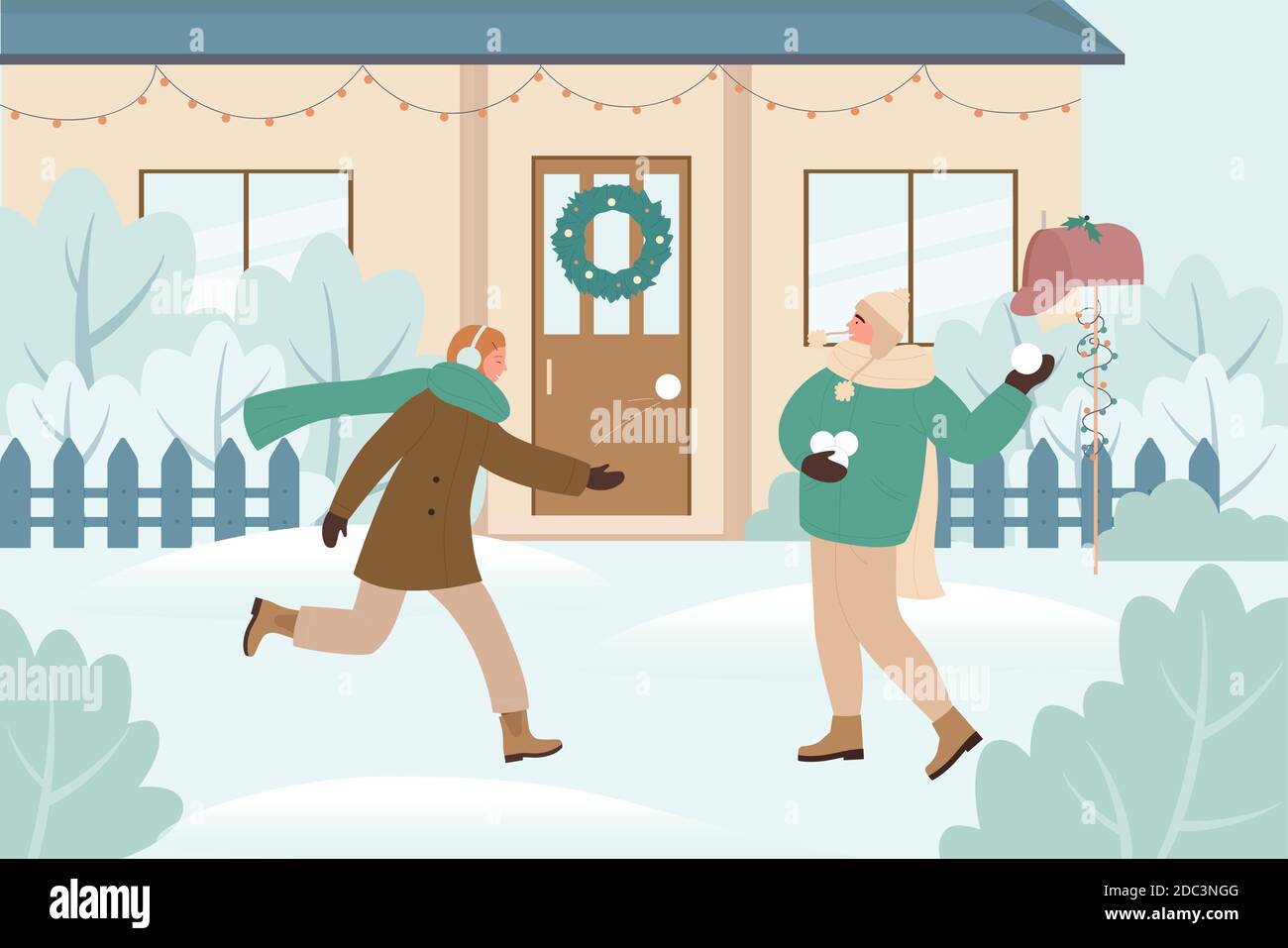 Outdoor christmas scene Stock Vector Images - Alamy