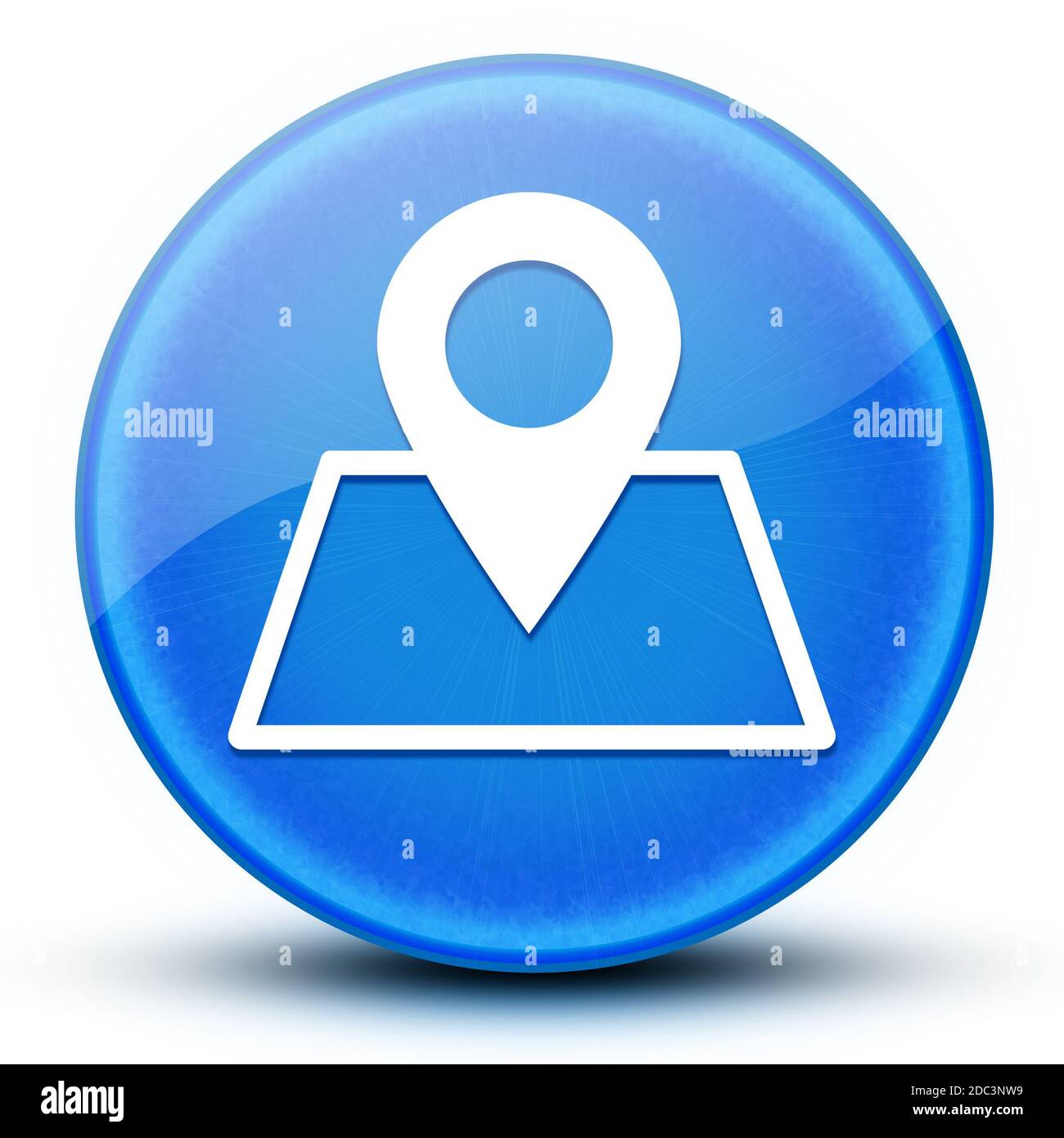 Map point eyeball glossy blue round button abstract illustration Stock Photo