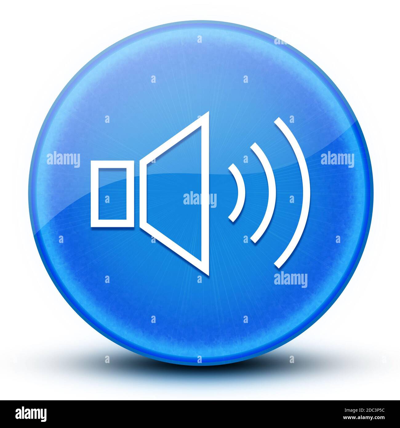 Volume speaker eyeball glossy blue round button abstract illustration ...