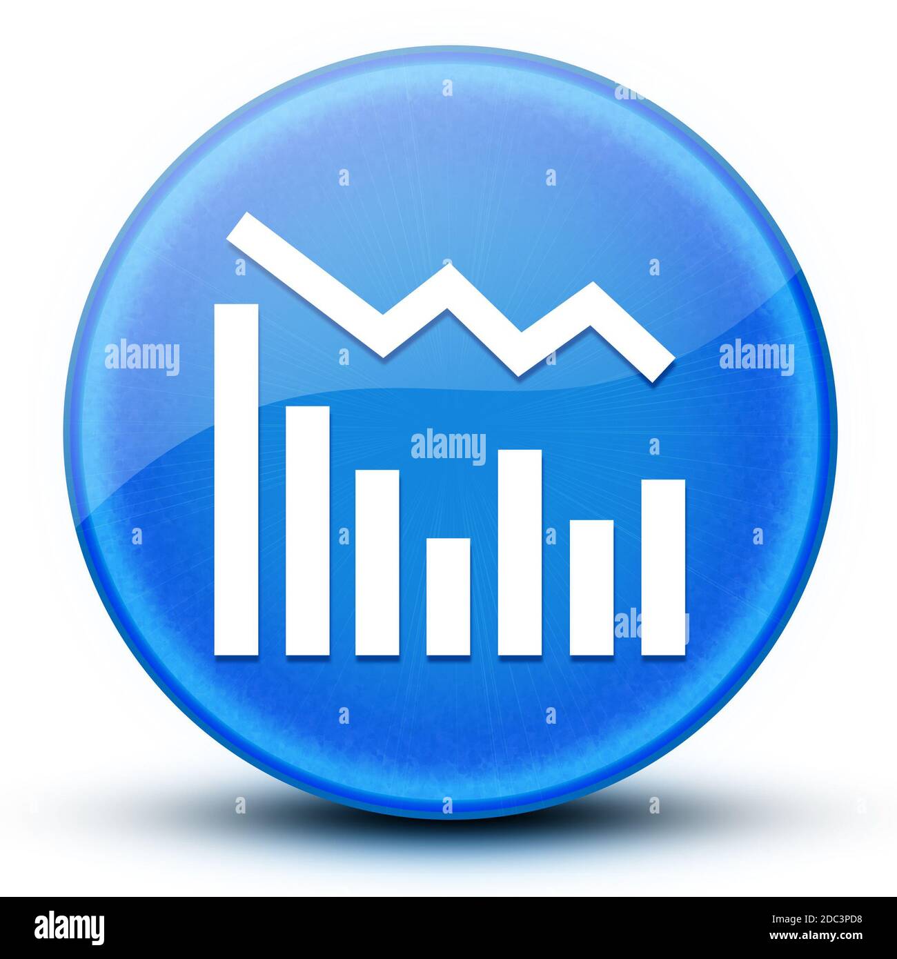 Statistics down eyeball glossy blue round button abstract illustration Stock Photo