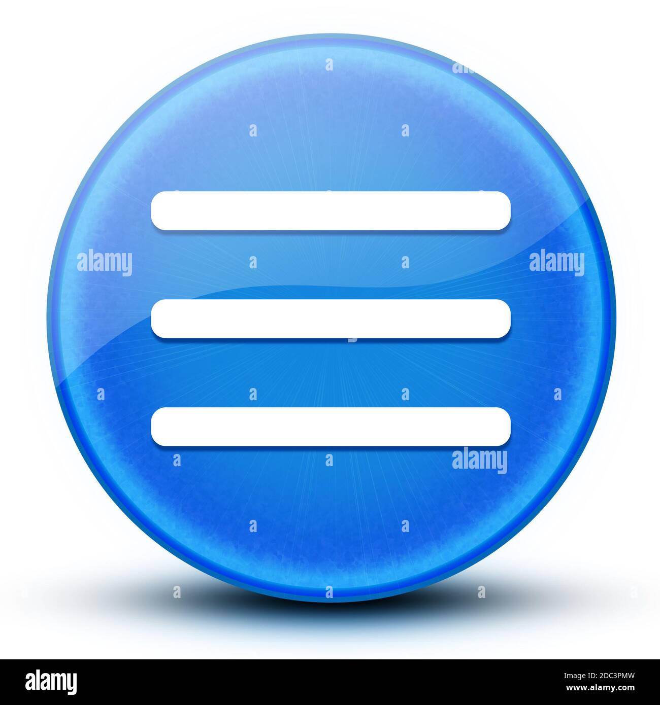 Hamburger menu bar eyeball glossy blue round button abstract illustration Stock Photo