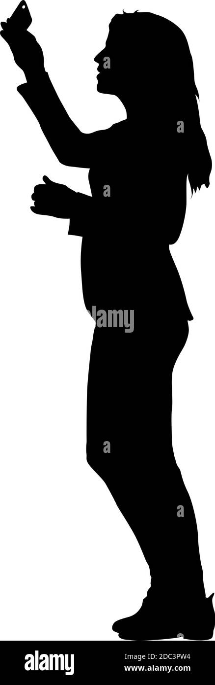 Black silhouettes woman with arm raised on a white background Stock ...