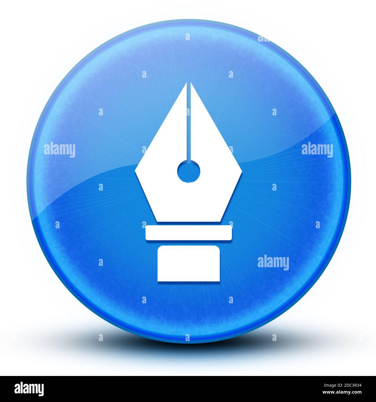 Pen eyeball glossy blue round button abstract illustration Stock Photo