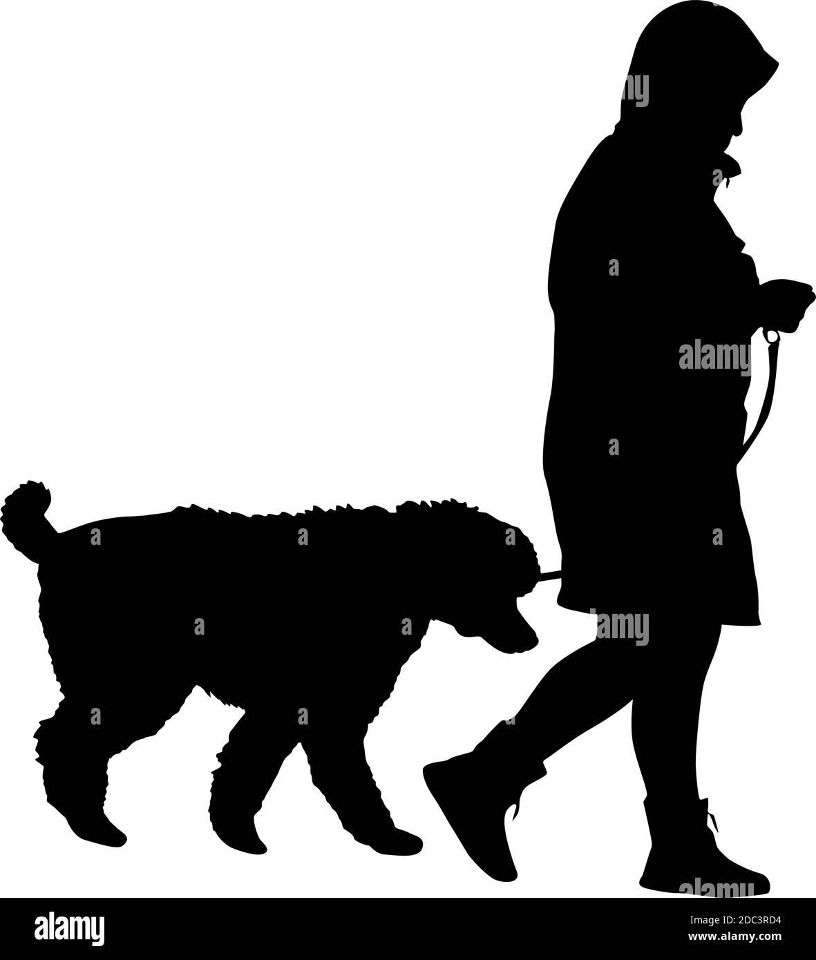Silhouette of woman and dog on a white background Stock Vector Image ...