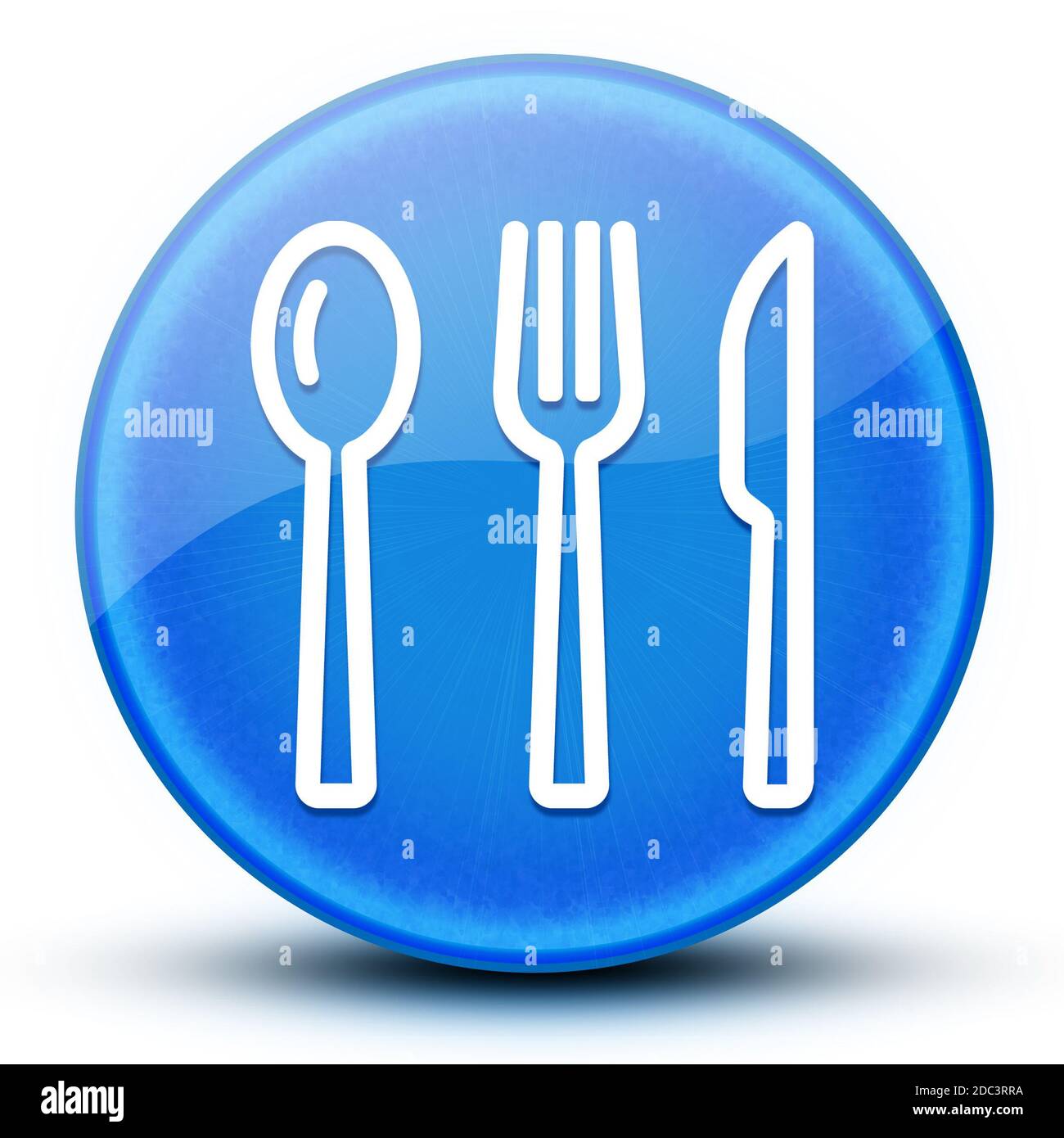 Cutlery eyeball glossy blue round button abstract illustration Stock Photo
