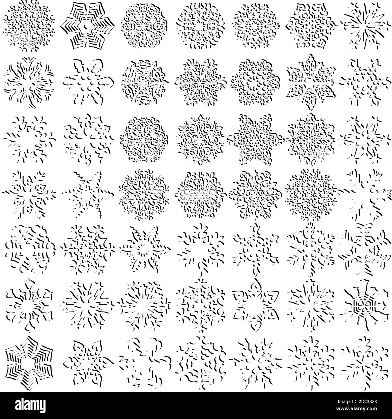 Set silhouette of snowflakes icons on white background Stock Vector ...