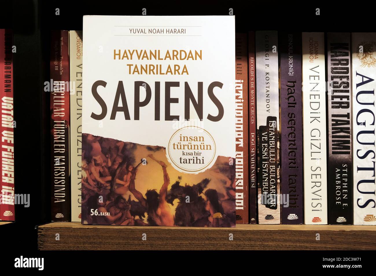 A book in Turkish language by Yuval Noah Harari entitled Sapiens A Brief History of Humankind for sale in a bookstore in Istanbul Turkey Stock Photo