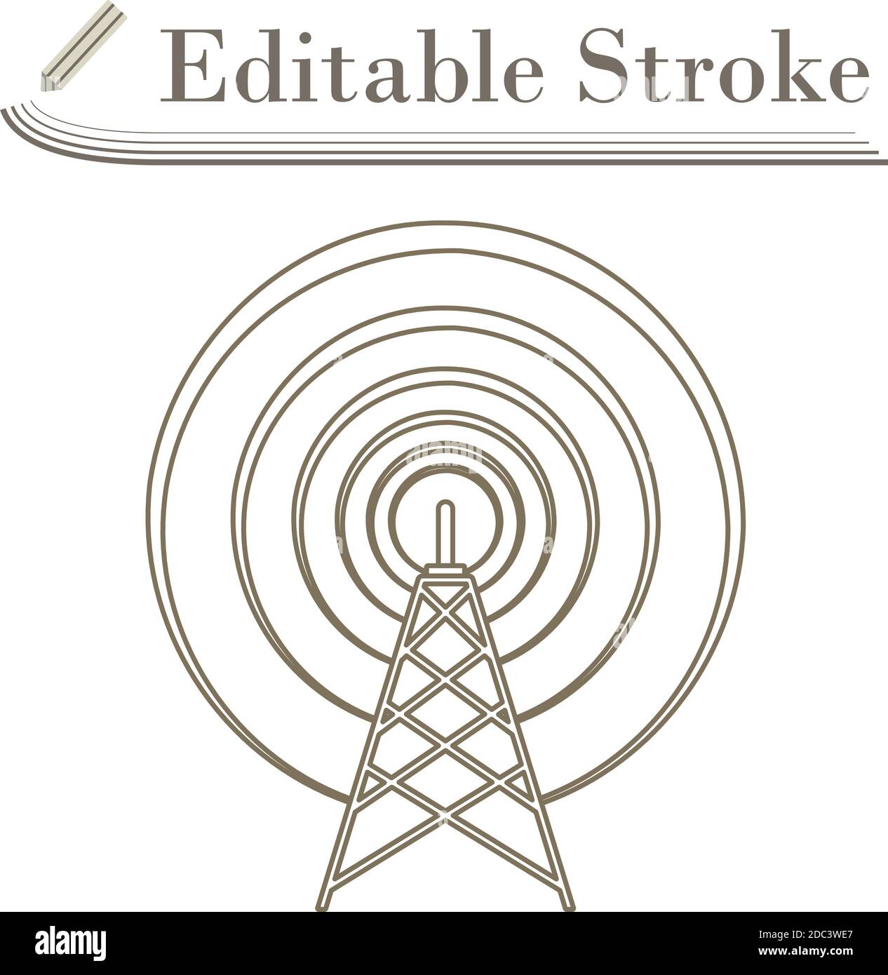 Radio Antenna Icon. Editable Stroke Simple Design. Vector Illustration