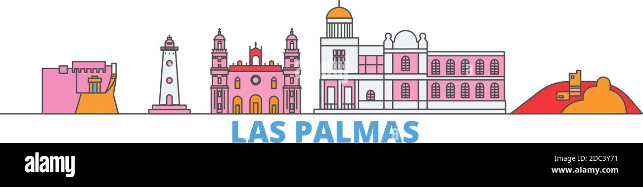 Spain, Las Palmas line cityscape, flat vector. Travel city landmark, oultine illustration, line world icons Stock Vector