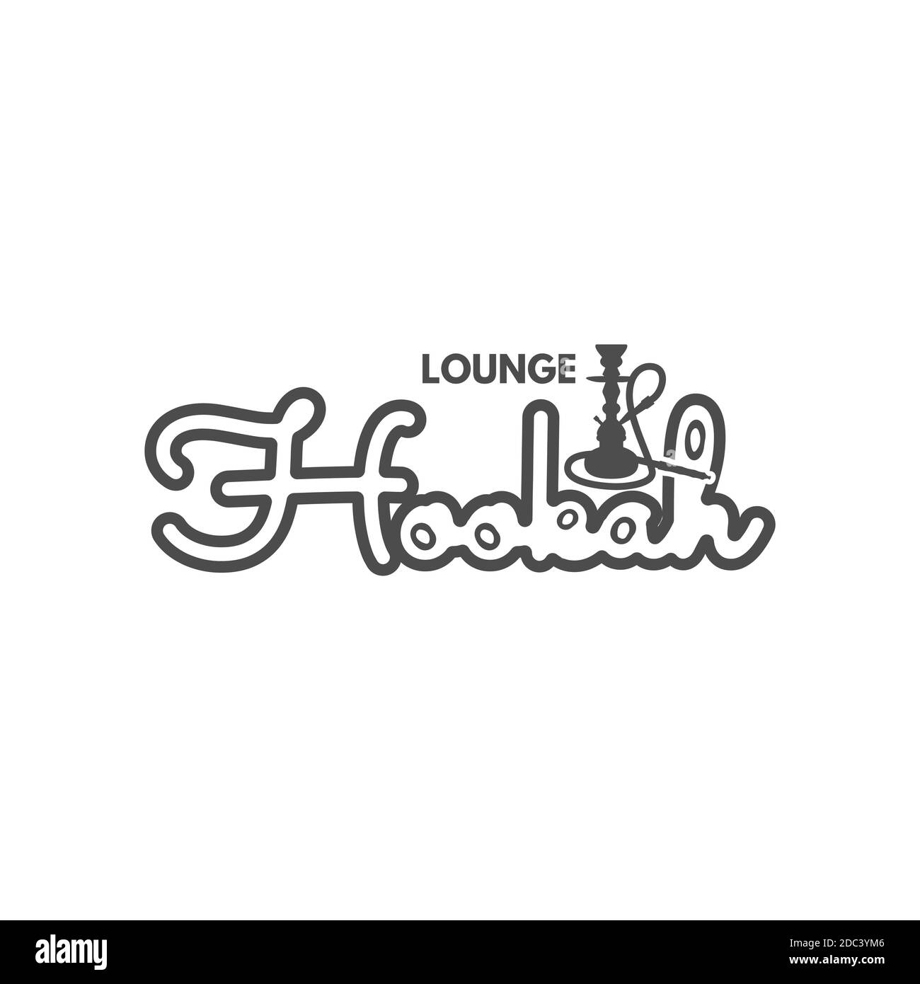 Hookah lounge badge. Vintage shisha logo. Cafe emblem. Arabian bar or house, shop. Isolated on