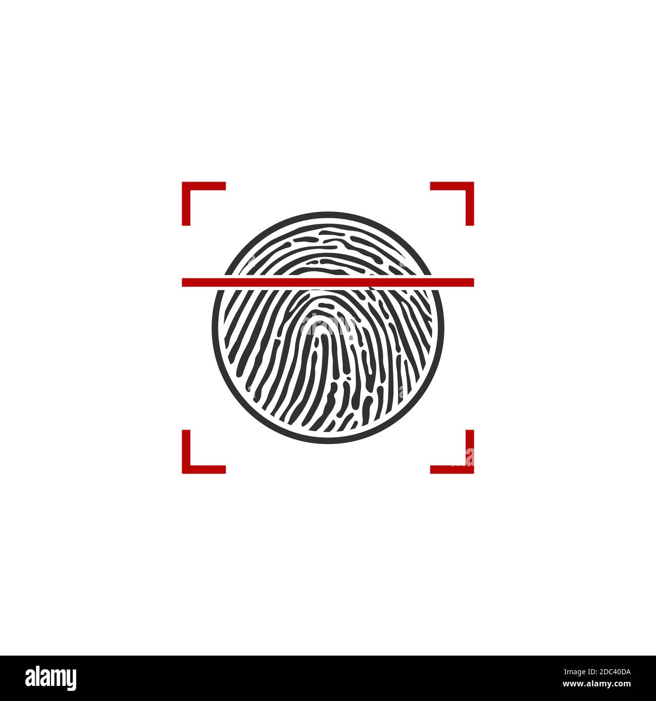 fingerprint circle icon, scanning process. Stock vector illustration isolated Stock Vector