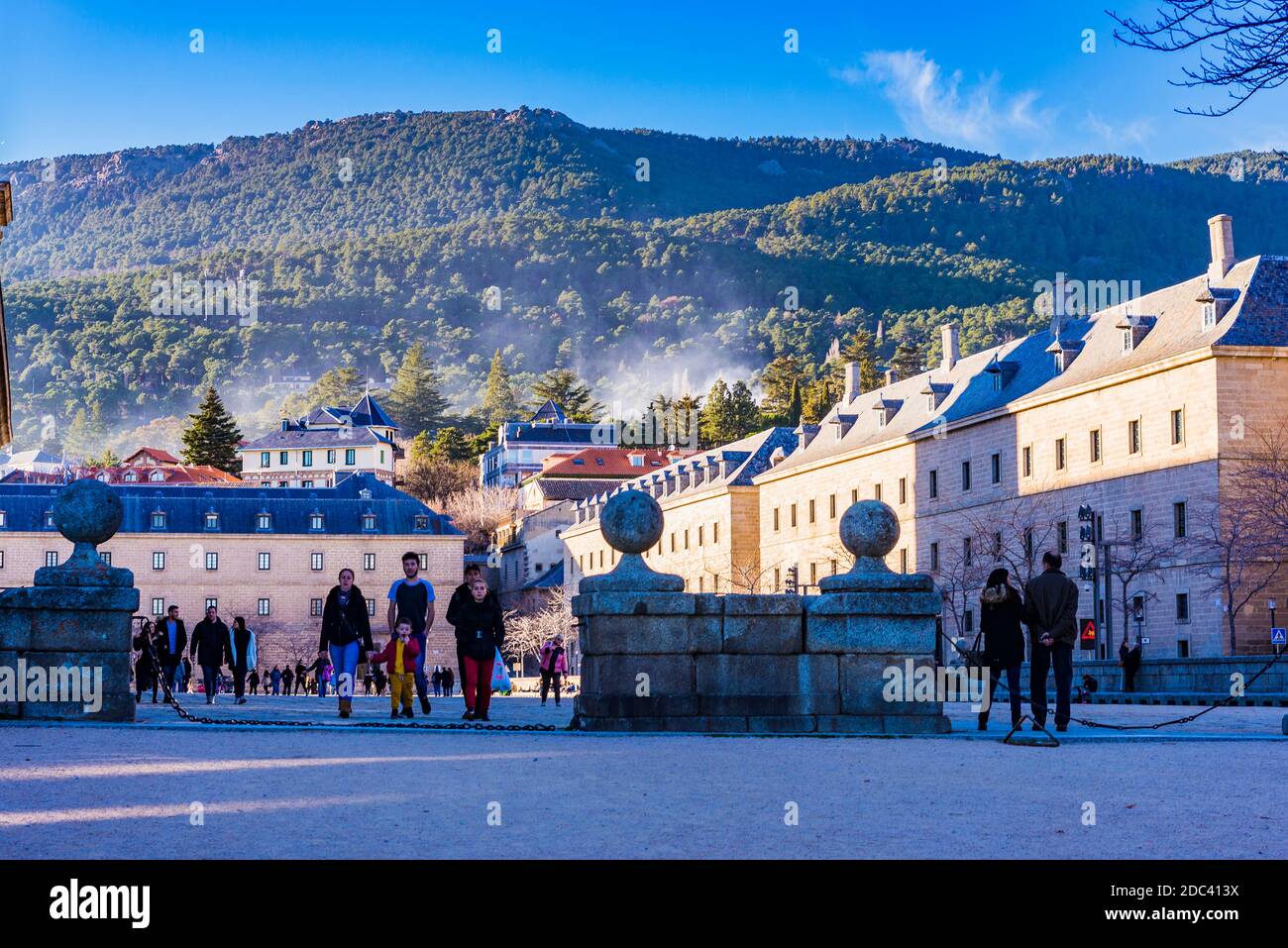 La Lonja. The Royal Site of San Lorenzo de El Escorial. San Lorenzo de El Escorial, Madrid, Spain, Europe Stock Photo