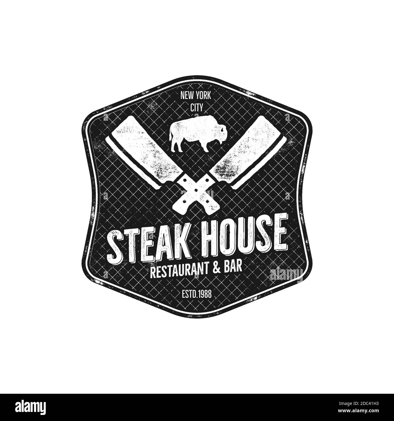 Steak House vintage Label. Typography letterpress design. steak house