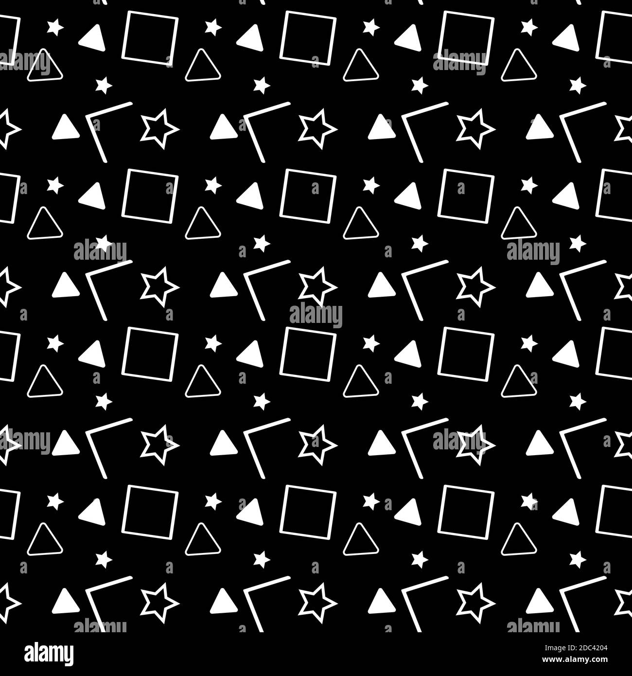 Vector seamless pattern in 90s style. Geometric shapes of triangle, polygon, circle, square and