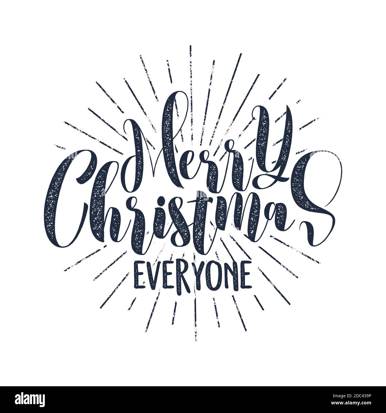 Merry Christmas everyone typography label. Retro photo overlay, badge