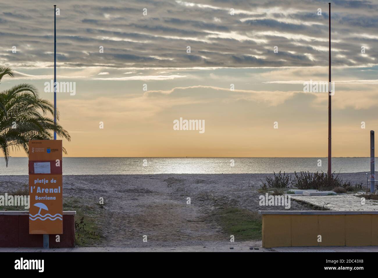 sand beach, Burriana, Borriana, Castellon of the Plana, Castello, Comunity, Valencian, Spain, Europe Stock Photo
