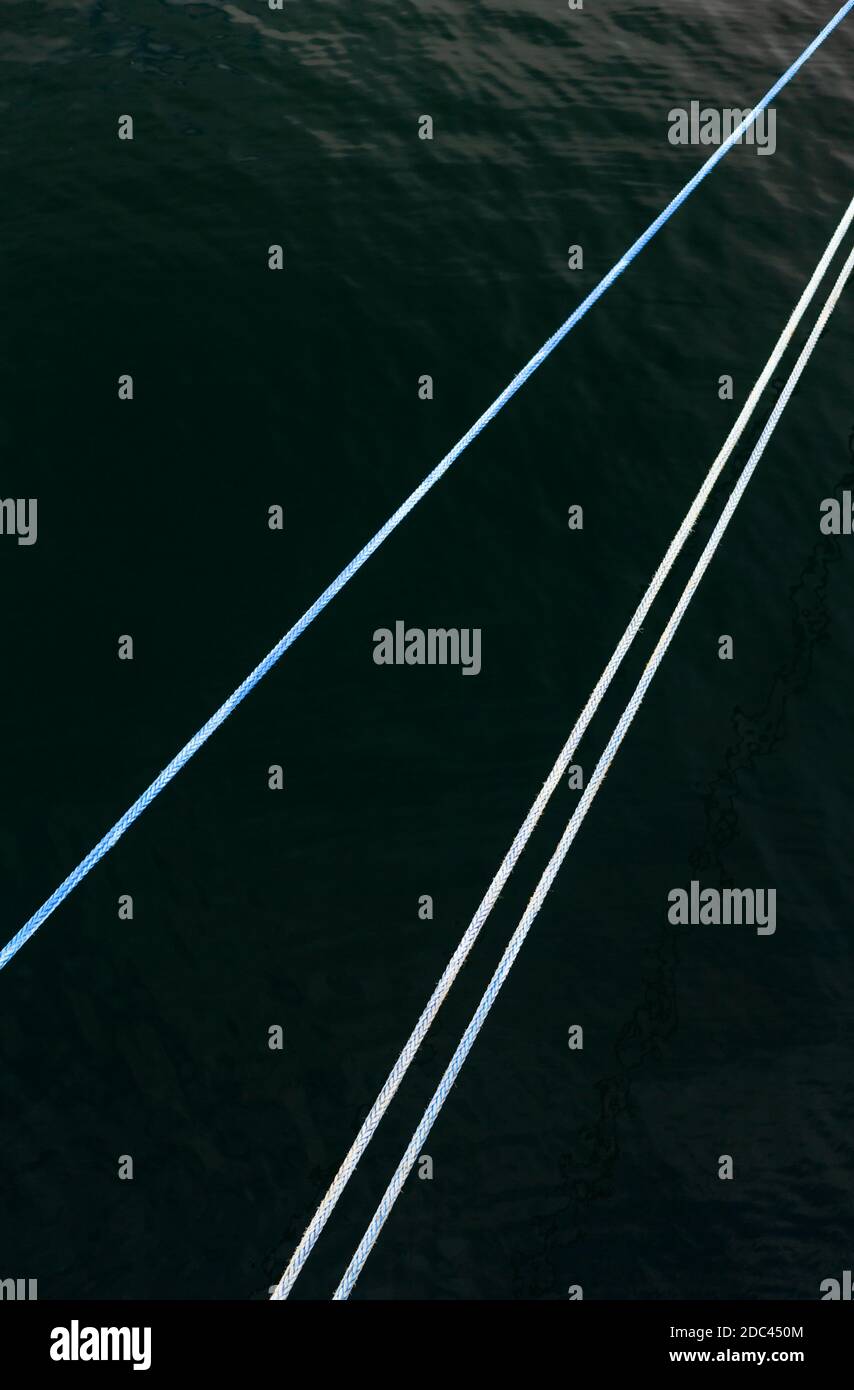 On the photo you can see three ship ropes under tension Stock Photo Alamy