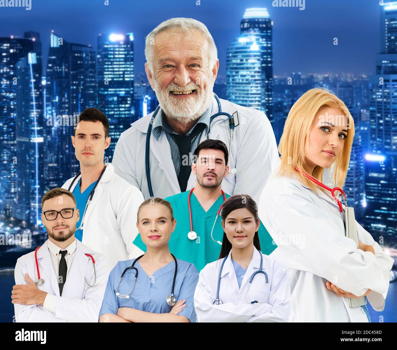 Healthcare people group portrait in creative layout. Professional
