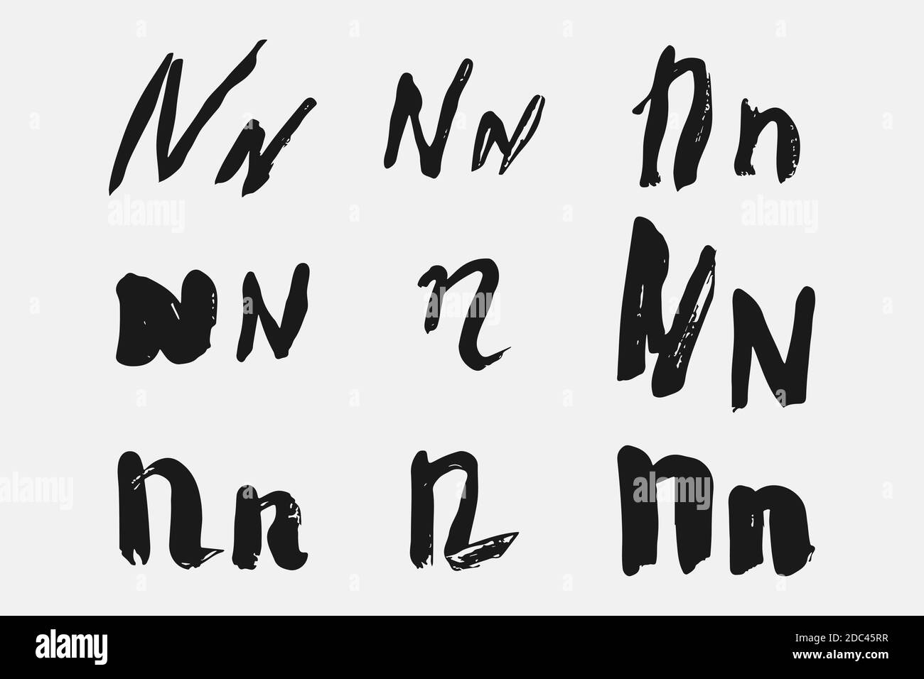 Letter N Written By Hand Black Letter N Written In Grunge Calligraphy Different Versions Of The Font Are Hand Drawn In A Careless Style Vector Eps Stock Vector Image Art Alamy