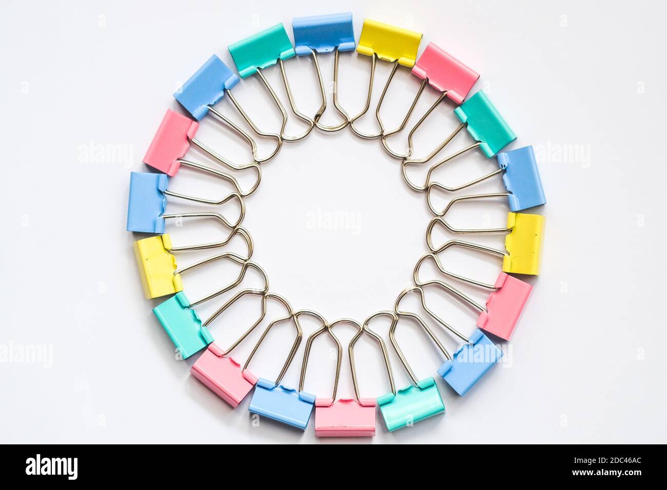 Colored iron paper clips. paper clips with many unique pastel color