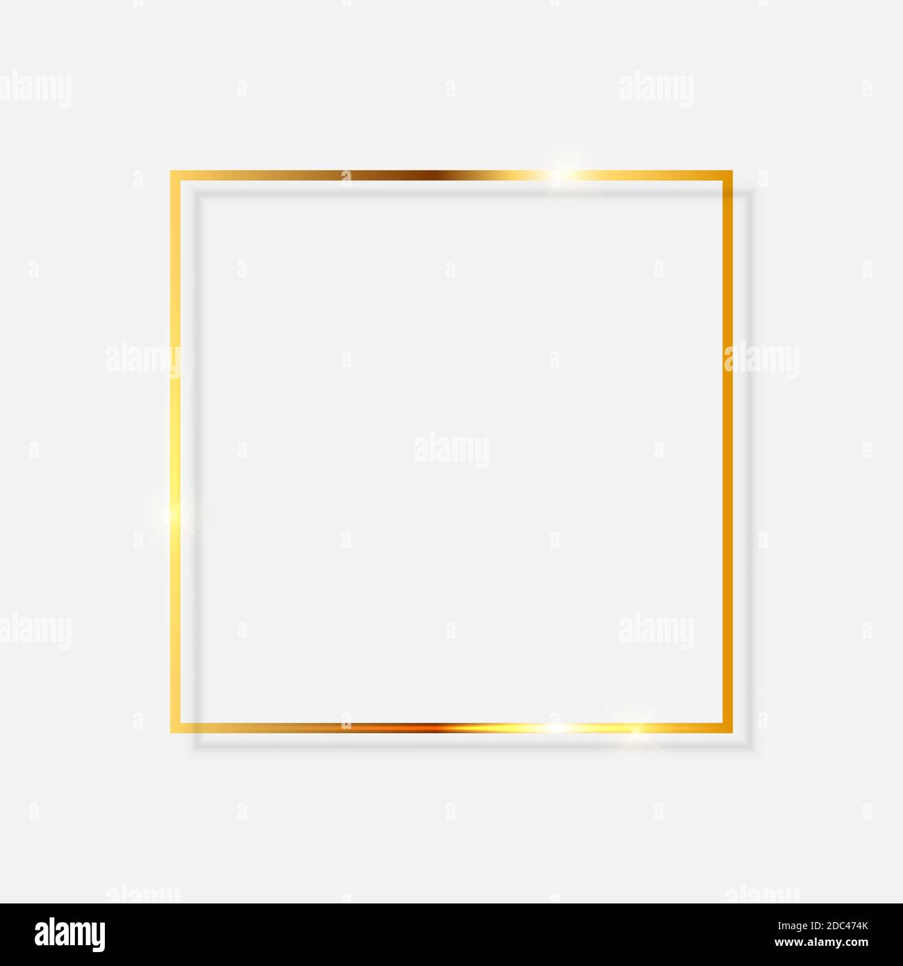 Gold Paint Glittering Textured Frame on Transparent Background