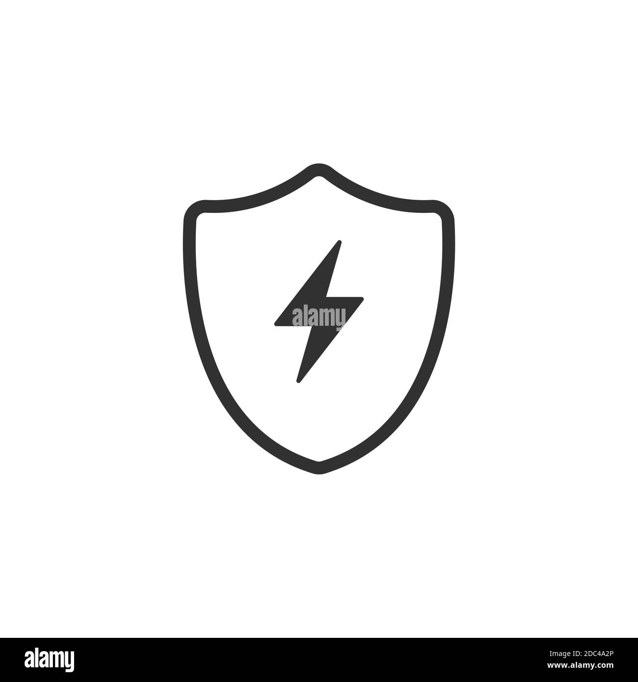 Vector bolt lightning and shield icon, protection symbol vector logo