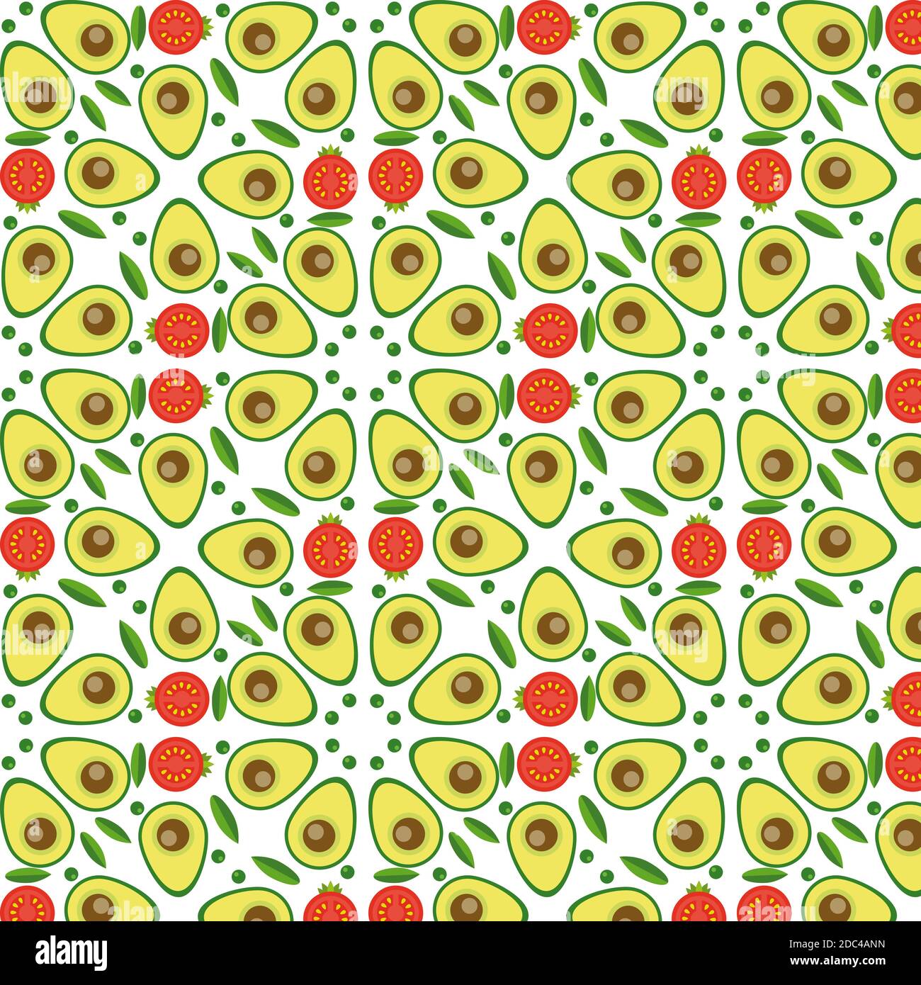 vector vegetables seamless pattern  in flat style with tomato and Stock Vector
