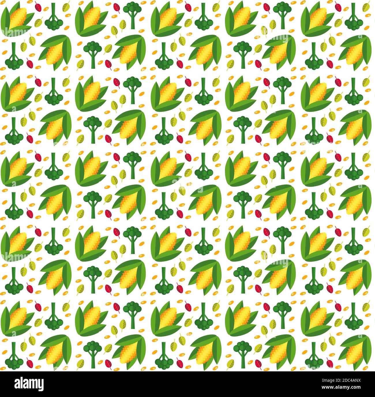 vector vegetables seamless pattern  in flat style with corn Stock Vector