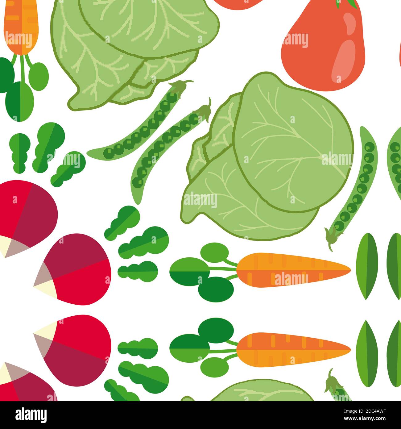 vector vegetables seamless pattern in flat style with pattern with red ...