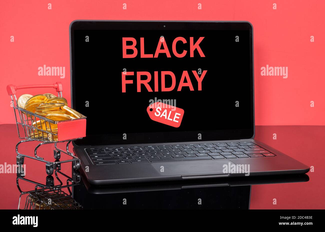 Concept for online Black Friday and winter sales with shopping cart