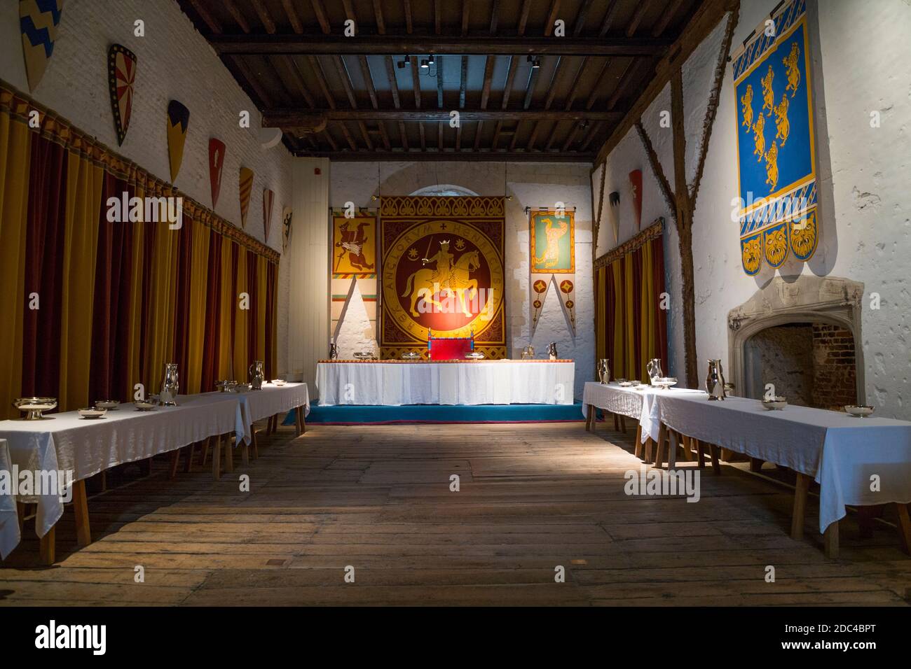 Interior of the Kings Hall. Rooms inside The Great Tower / Donjon / Keep /  massive inner stronghold – the Royal Palace – of Dover Castle, Kent. UK.  (121 Stock Photo - Alamy