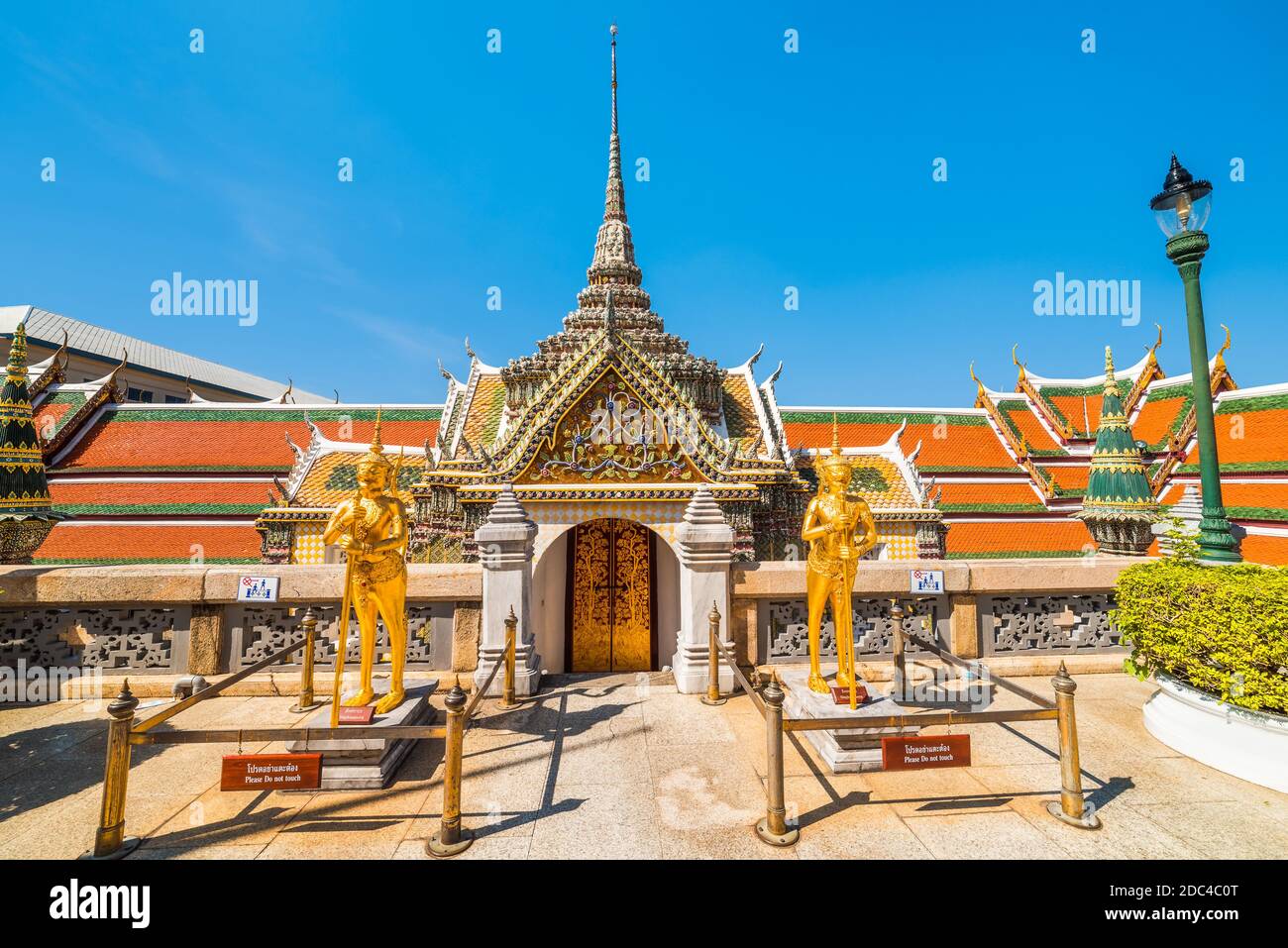 Western Porch at Wat Phra Kaew, Bangkok, Thailand. Grand Palace, Temple of Emerald Buddha. Stock Photo