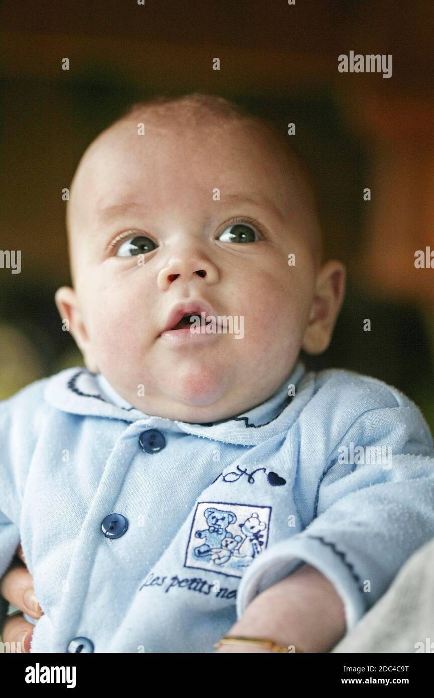 BOY WEARING BLUE PAJAMAS Stock Photo Alamy