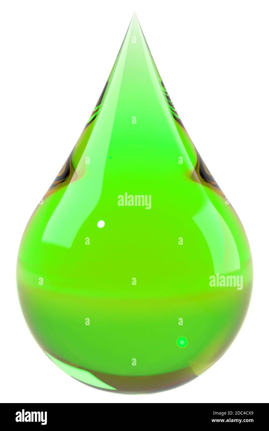 Green drop isolated on white. Save the Earth, ecology, eco fuel concept
